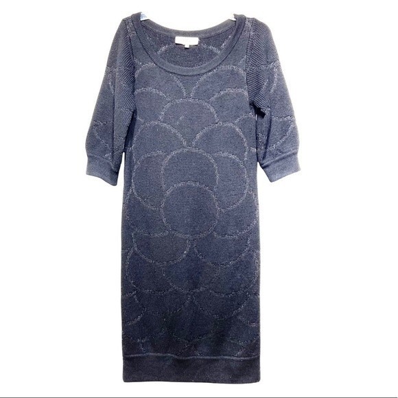 Tibi New York Merino Wool Metallic Shimmer Sweater Dress in Black and Gold XS - Picture 1 of 9